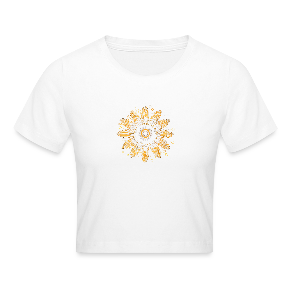 Boho Sonnenblumen Mandala Muster-- Cropped T-Shirt - Weiß