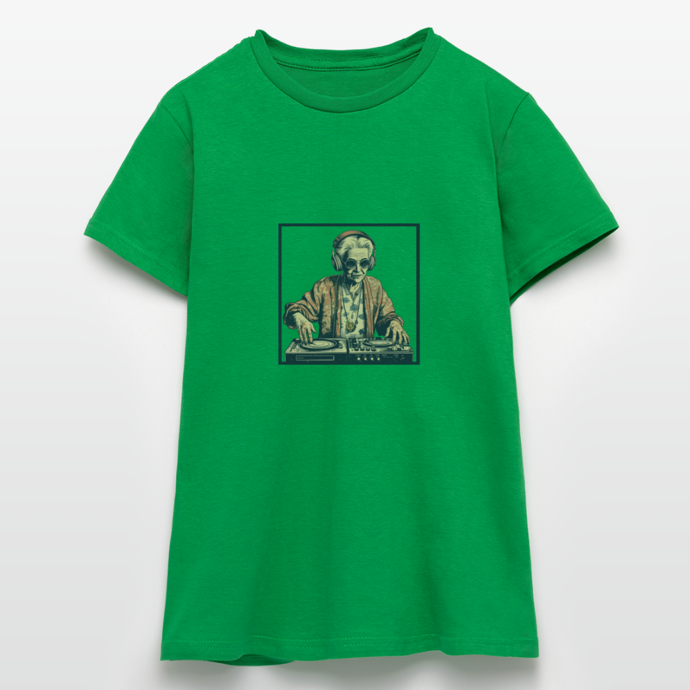 Coole alte Lady als DJane mit Kopfhörern - Frauen T-Shirt - Kelly Green