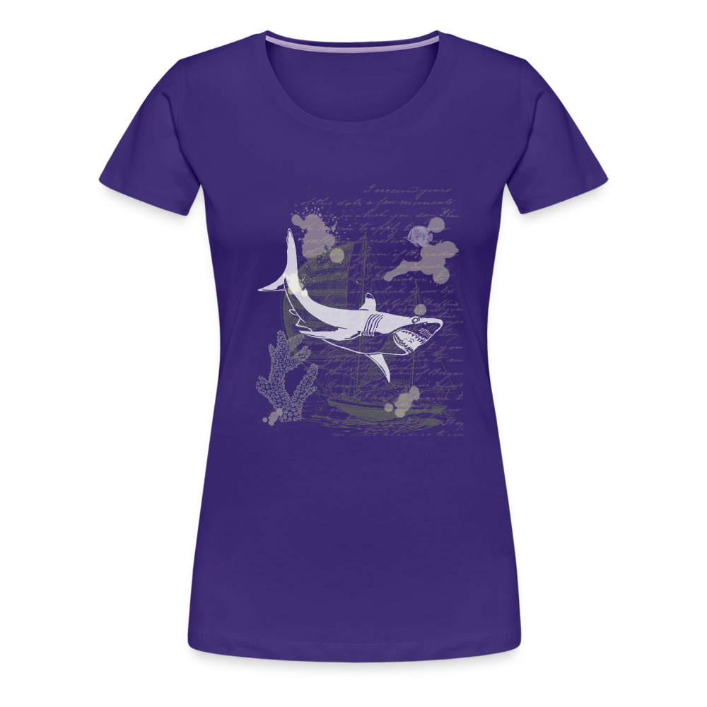 Vintage Steampunk Hai Motiv - Frauen Premium T-Shirts - Lila
