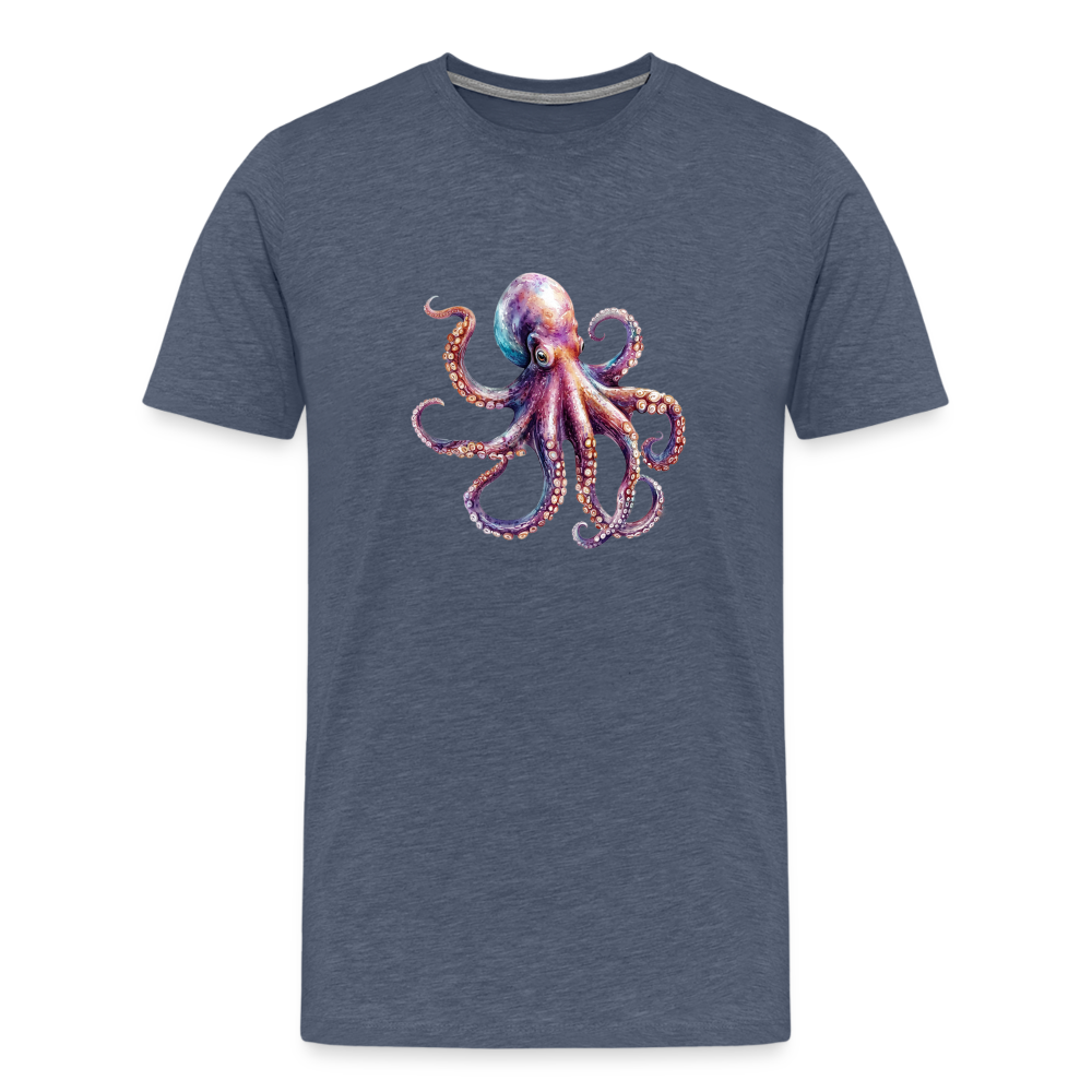 Cooles Wasserfarben Aquarell Oktopus Design - Männer Premium T-Shirts - Blau meliert