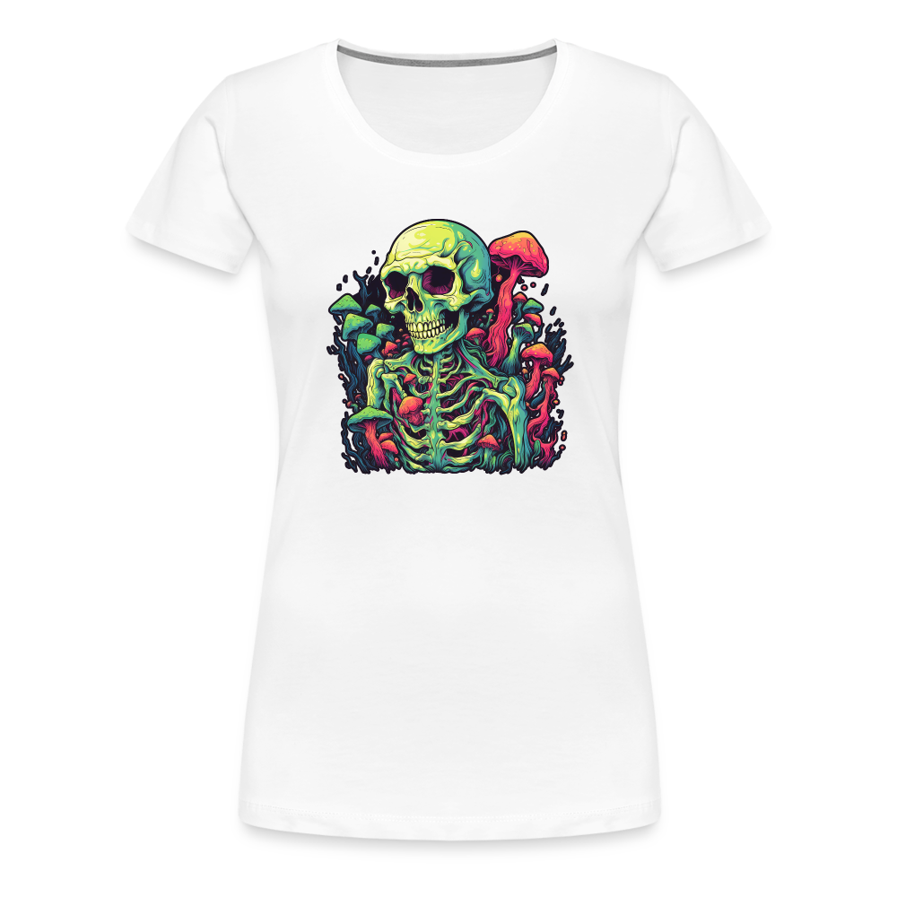 Horror Pilz Skelett - Happy Halloween - Frauen Premium T-Shirt - Weiß