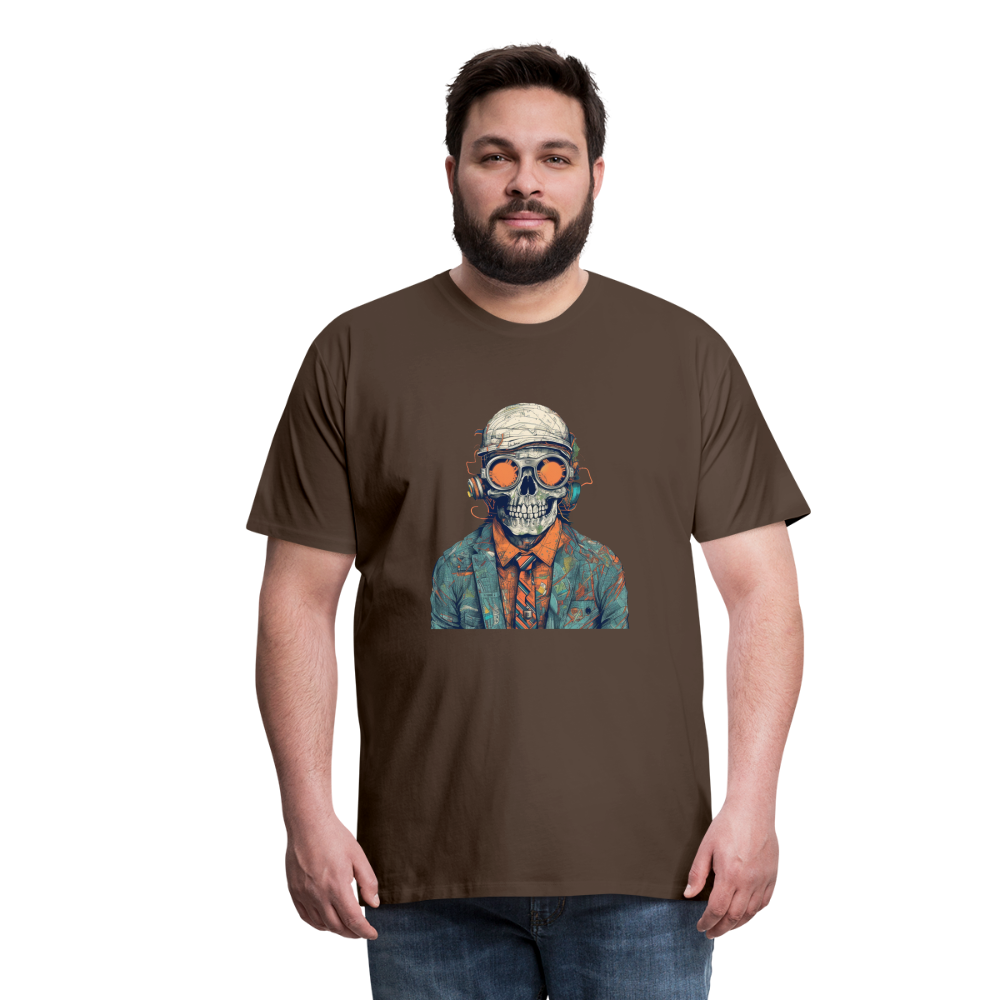 Cooles Skelett Portrait mit Sonnenbrille, Mütze - Männer Premium T-Shirt - Edelbraun