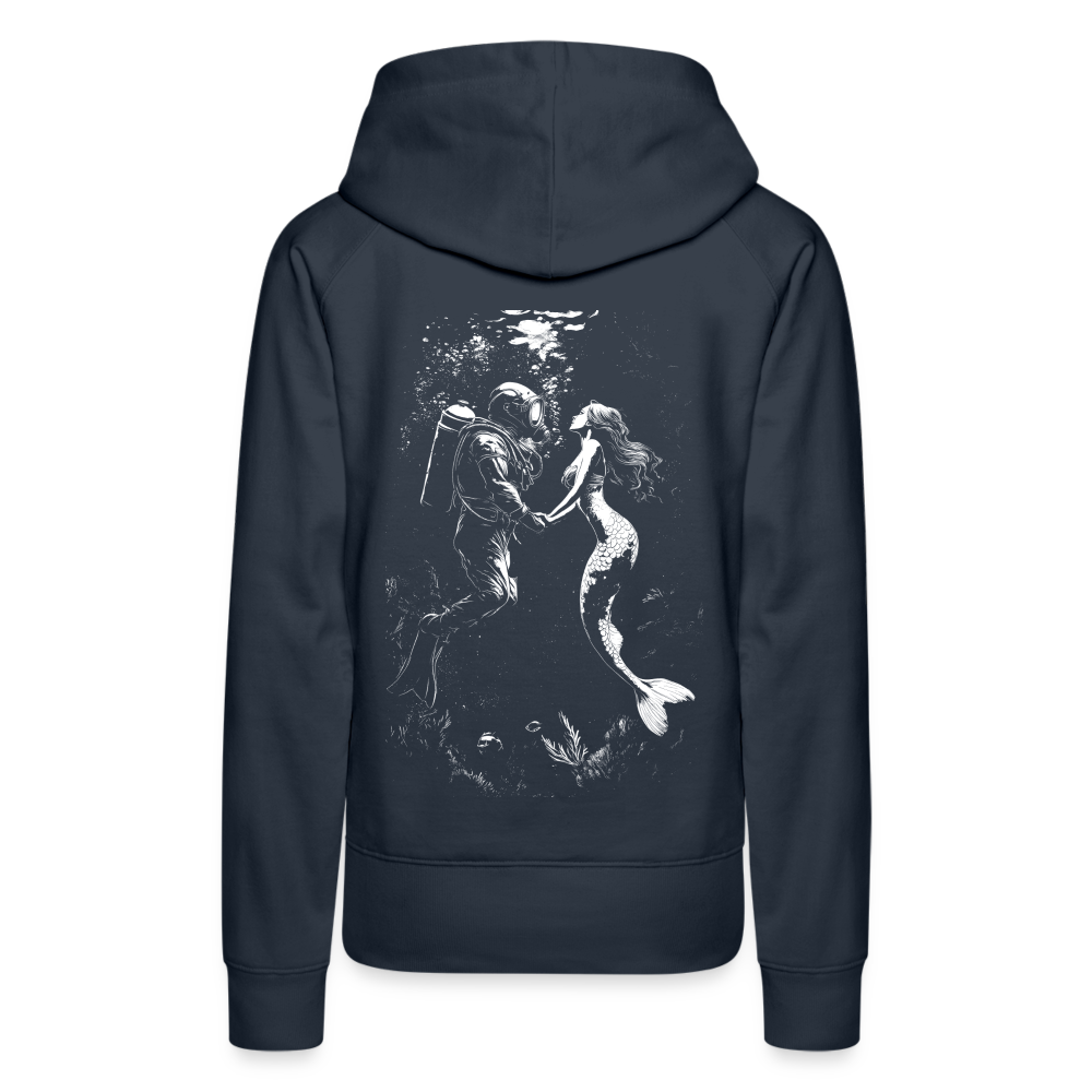 Taucher und Meerjungfrau - Frauen Premium Hoodie - Navy