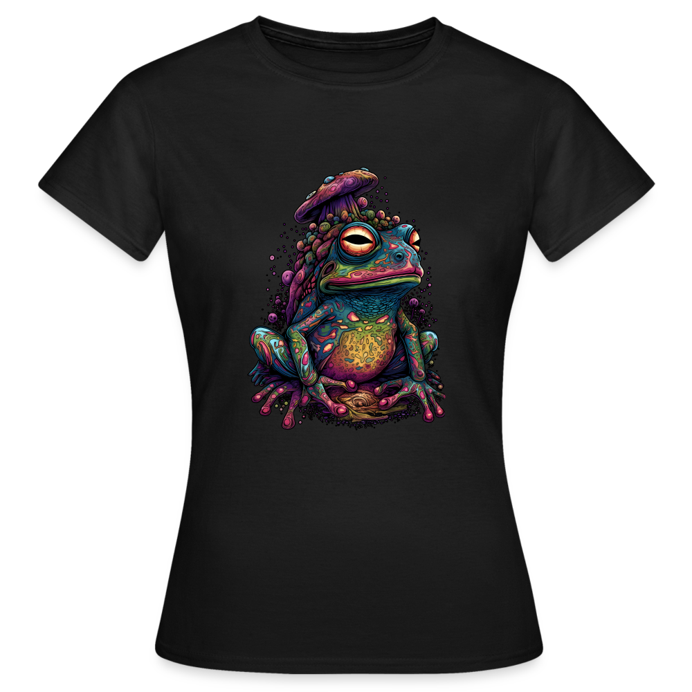 Trippy Pilz Frosch - Psychedelisches Motiv - Frauen T-Shirt - Schwarz
