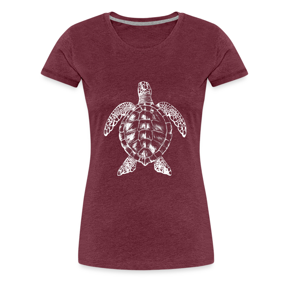 Meeresschildkröte - Monochrom - Frauen Premium T-Shirt - Bordeauxrot meliert