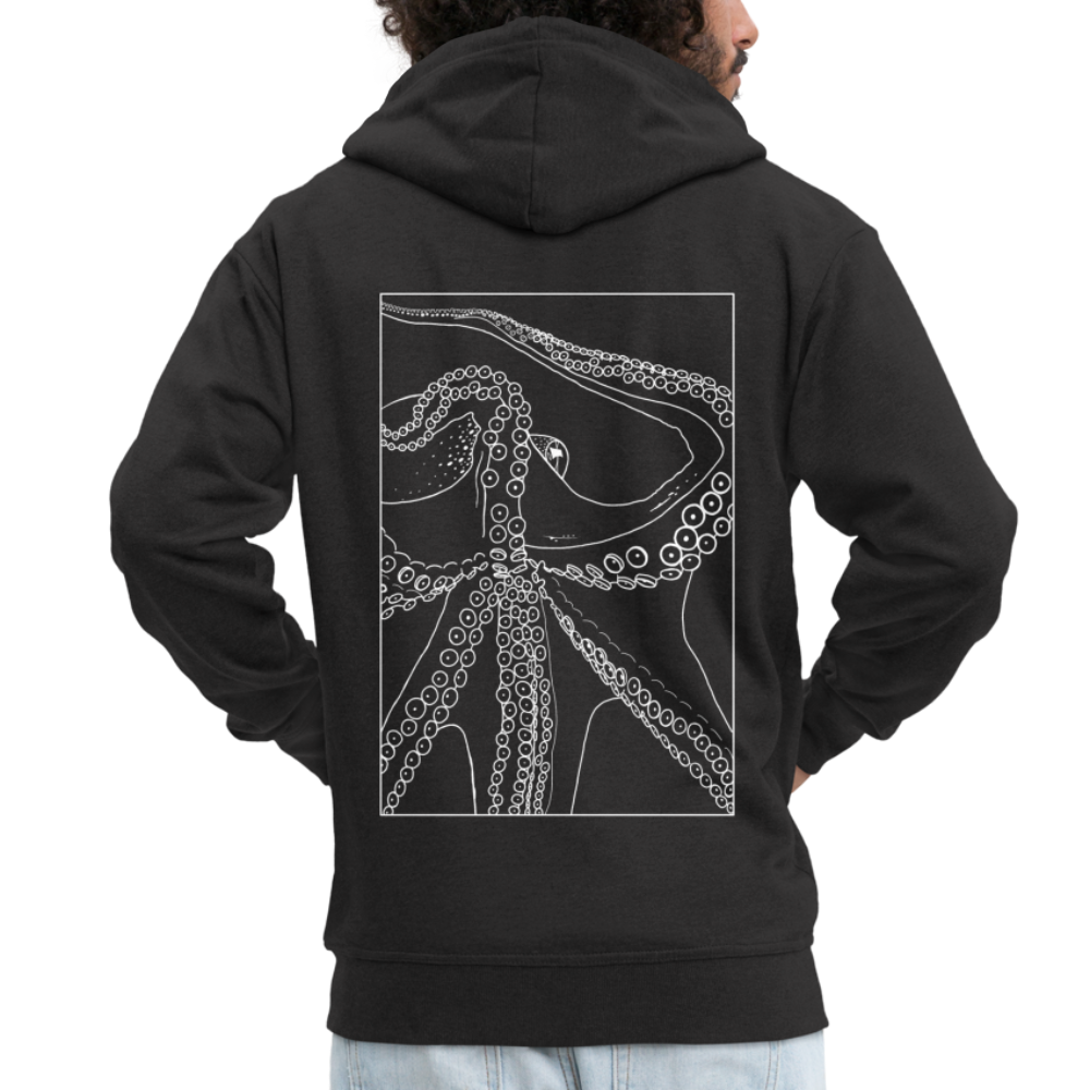 Lineart Oktopus im Rahmen - Männer Premium Kaputzenjacke - Schwarz