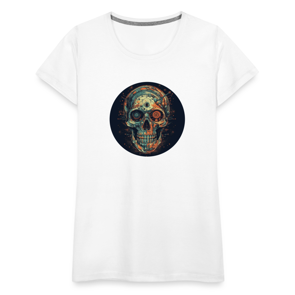 Retro Futuristischer Totenkopf Skull Cyborg- Frauen Premium T-Shirt - Weiß