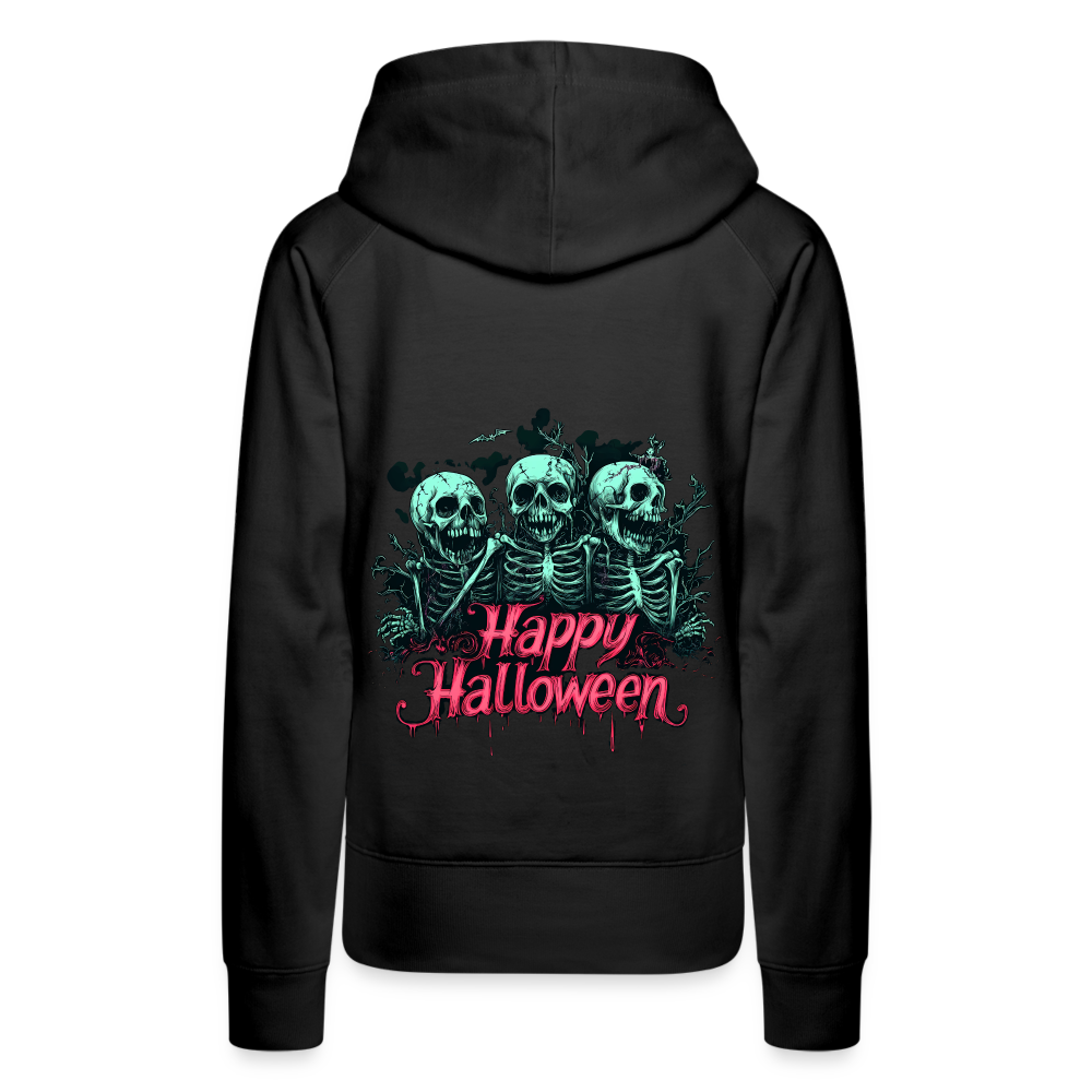 Gruselige Skelette, pink "Happy Halloween" - Frauen Premium Hoodie - Schwarz