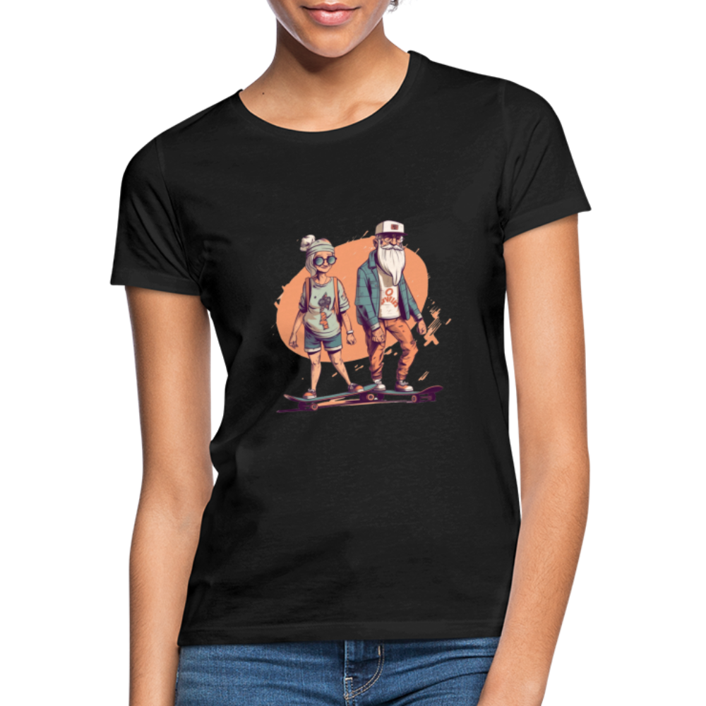 Cooles älteres Pärchen als Skater Hipster - Frauen T-Shirt - Schwarz
