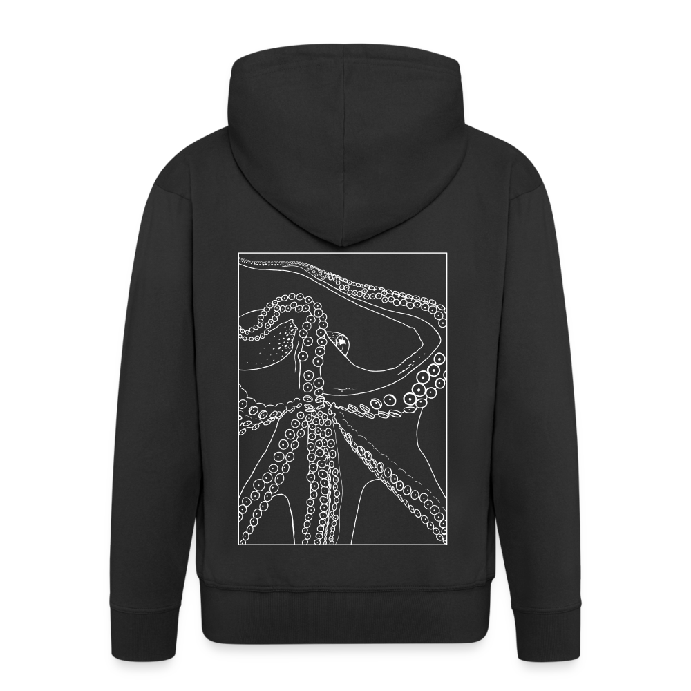 Lineart Oktopus im Rahmen - Männer Premium Kaputzenjacke - Schwarz
