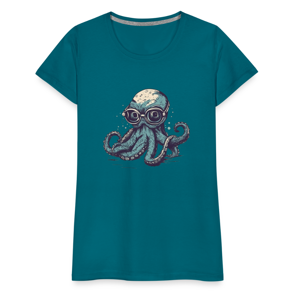 Nerdy Comic Oktopus mit Brille - Frauen Premium T-Shirts - Divablau
