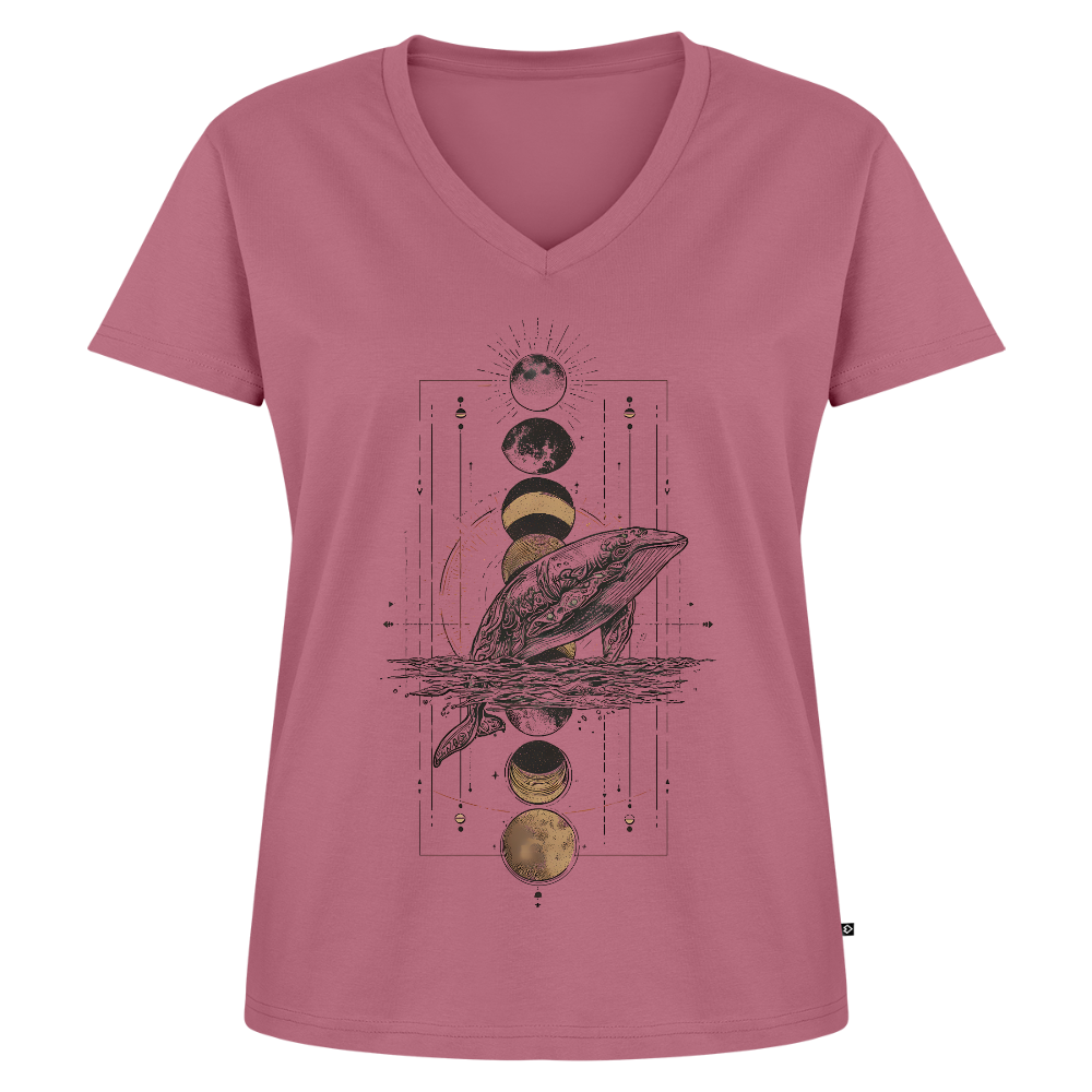 Boho Wal & Mondphasen - Frauen Bio-T-Shirt mit V-Ausschnitt von Stanley & Stella - Mauve