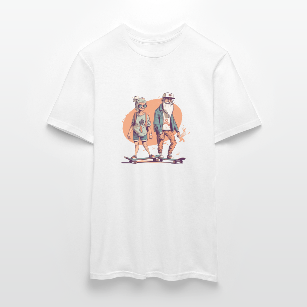 Cooles älteres Pärchen als Skater Hipster - Männer T-Shirt - Weiß