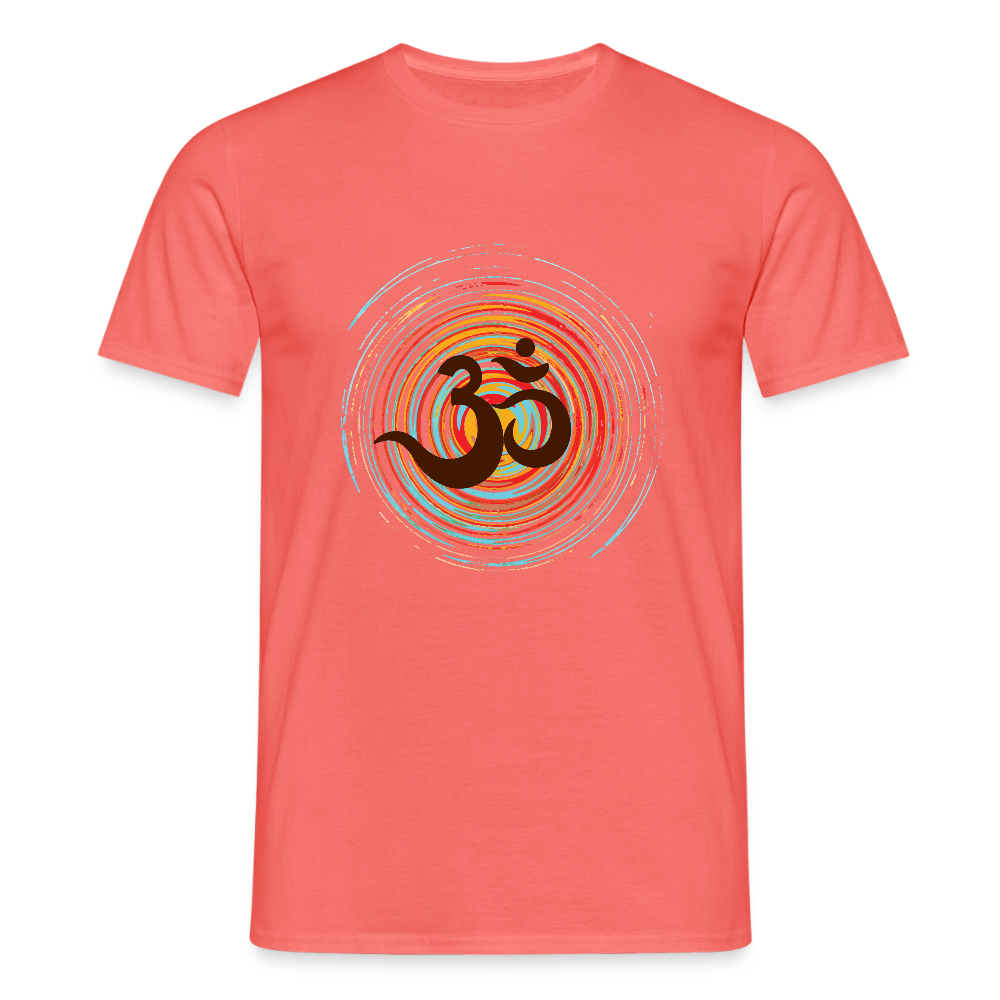 Om auf bunten Kreisen, Prana Zen Design - Männer T-Shirt - Koralle