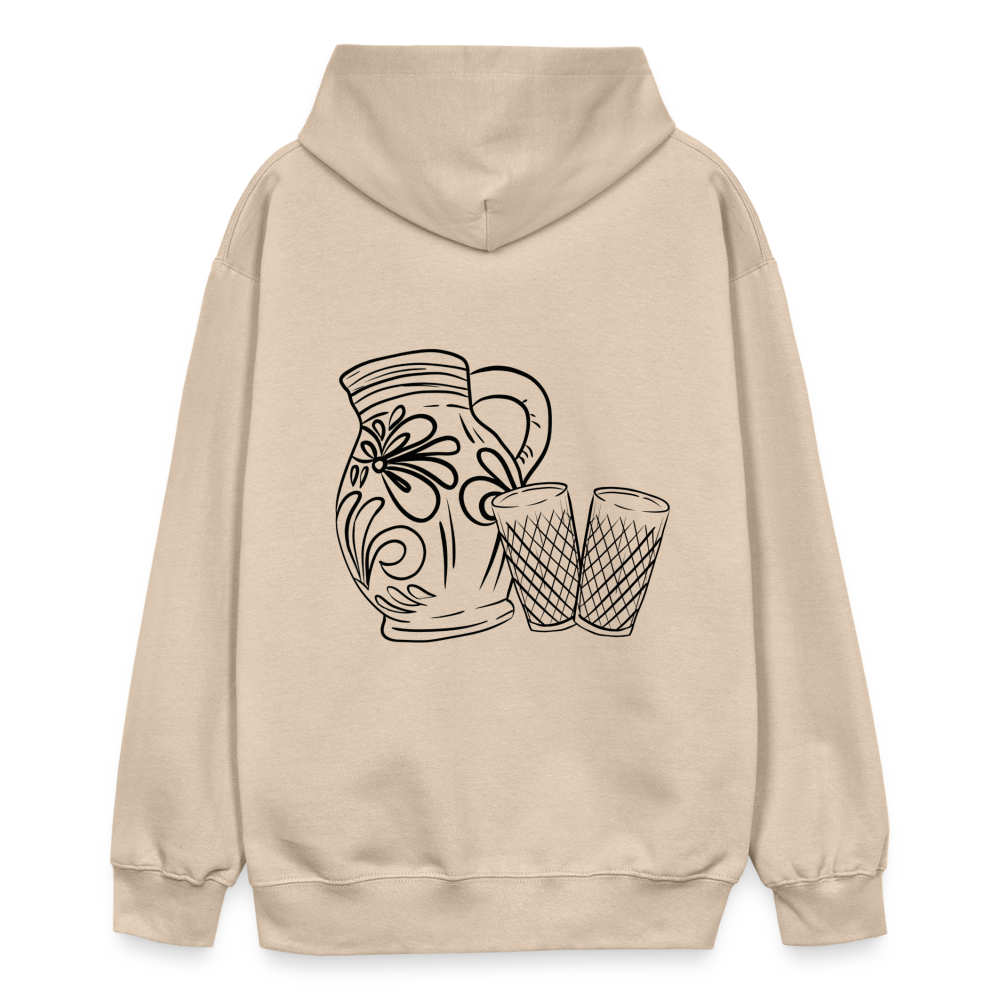 Bembel mit Gläsern - Hessisch Mundart - Unisex Premium Hoodie - Sand