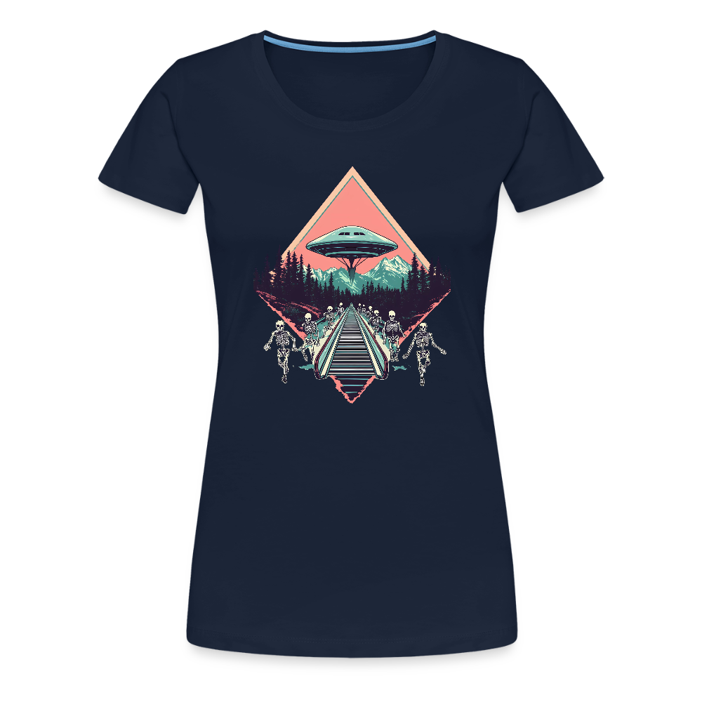 Retro UFO 80er Jahre Motiv - Frauen Premium T-Shirt - Navy