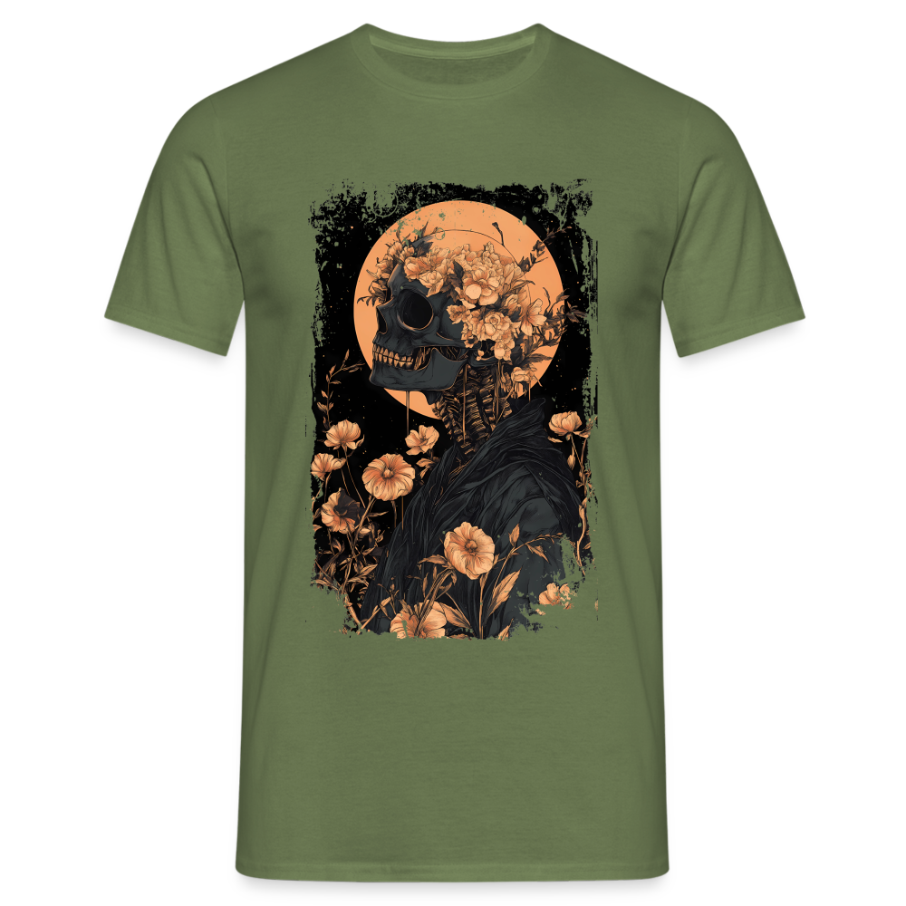 Boho Hippie Skelett im 60er, 70er Jahre Look - Männer T-Shirt - Militärgrün