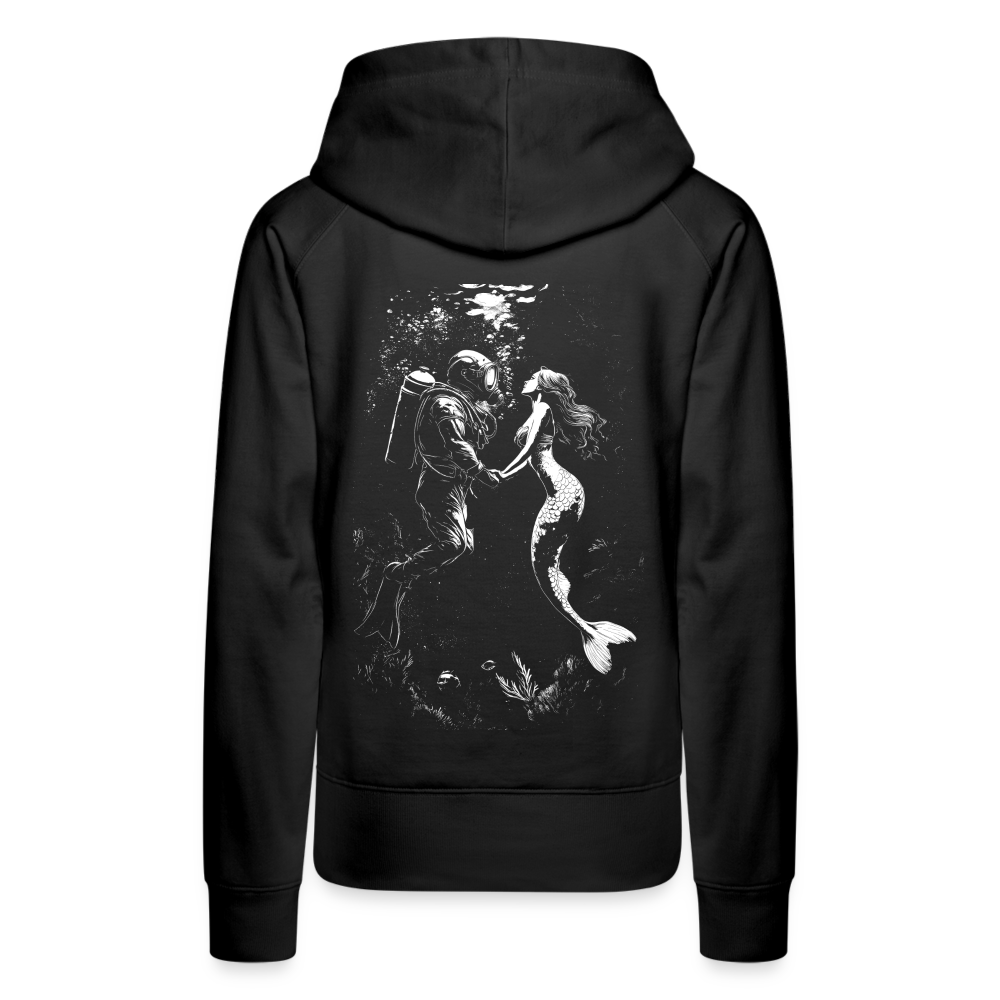 Taucher und Meerjungfrau - Frauen Premium Hoodie - Schwarz
