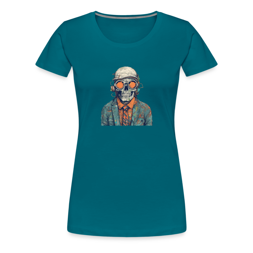 Cooles Skelett Portrait mit Sonnenbrille, Mütze - Frauen Premium T-Shirt - Divablau