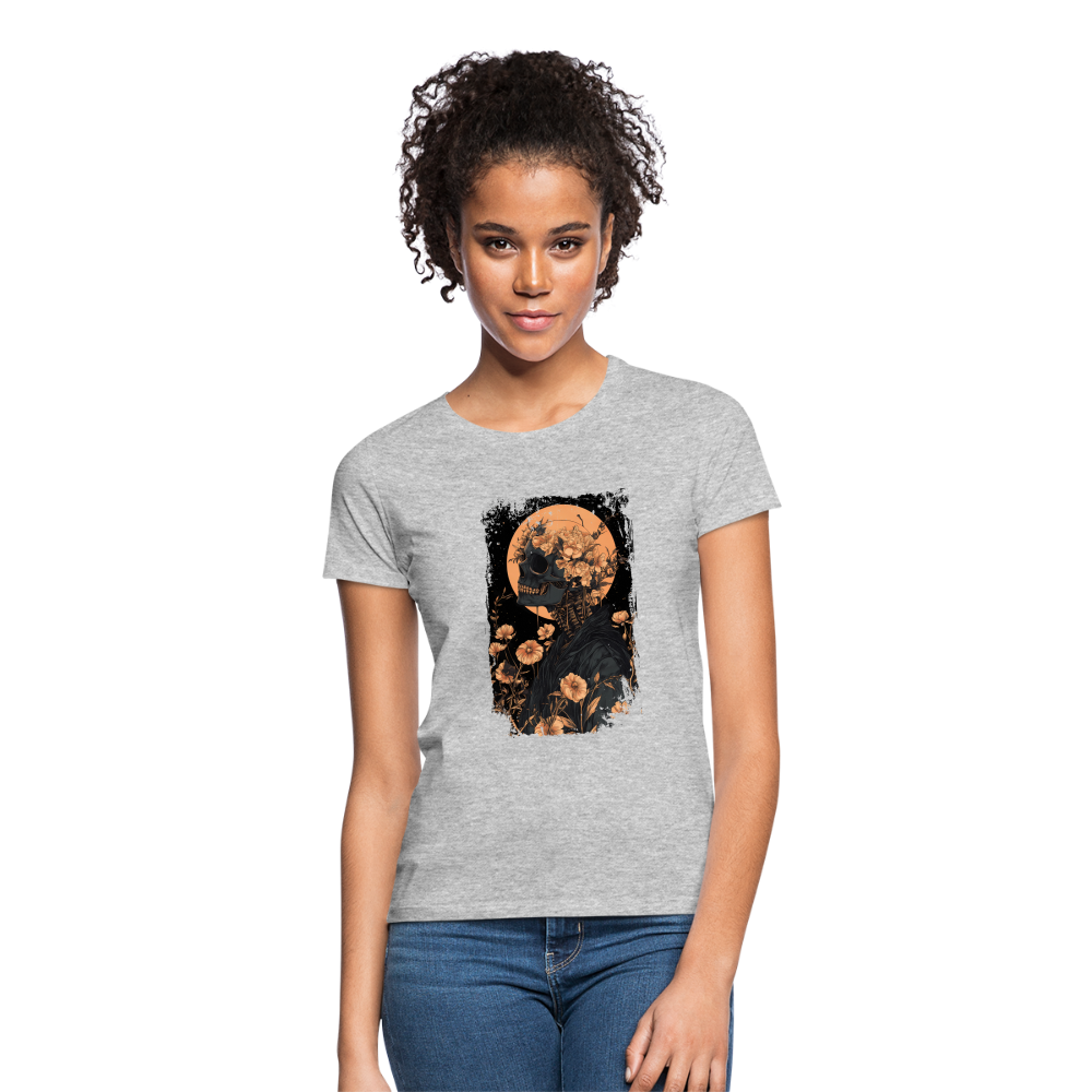 Boho Hippie Skelett im 60er, 70er Jahre Look - Frauen T-Shirt - Grau meliert
