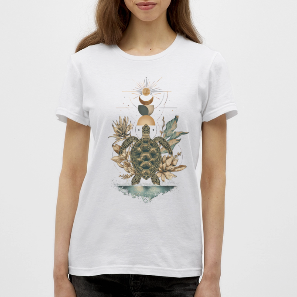 Sacred Turtle – Mondphasen - Frauen T-Shirt - Weiß
