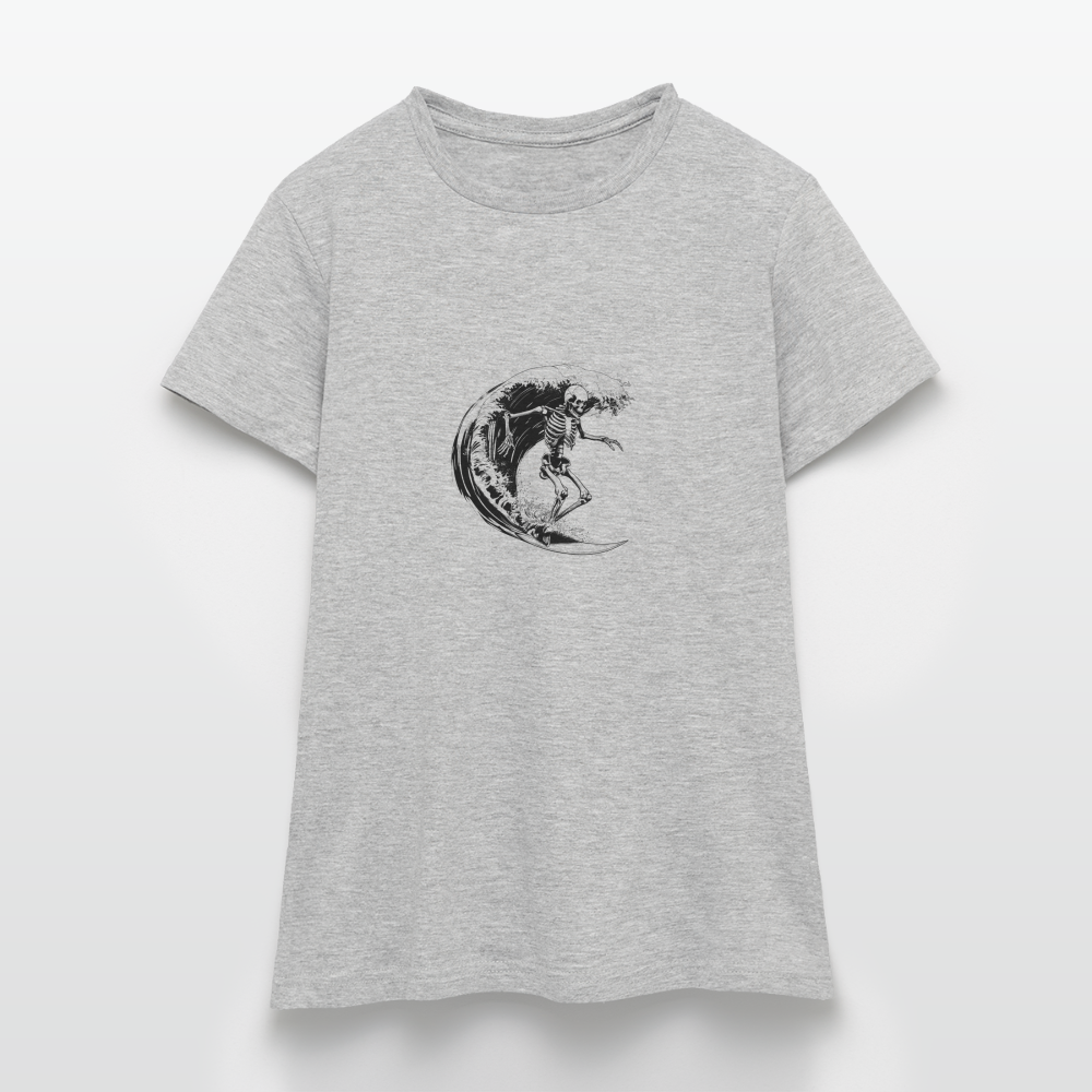 Cooles Surfer Skelett - Frauen T-Shirt - Grau meliert