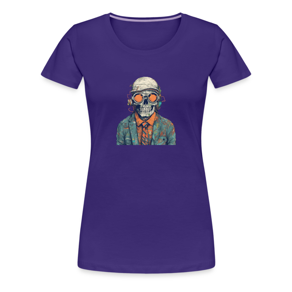 Cooles Skelett Portrait mit Sonnenbrille, Mütze - Frauen Premium T-Shirt - Lila