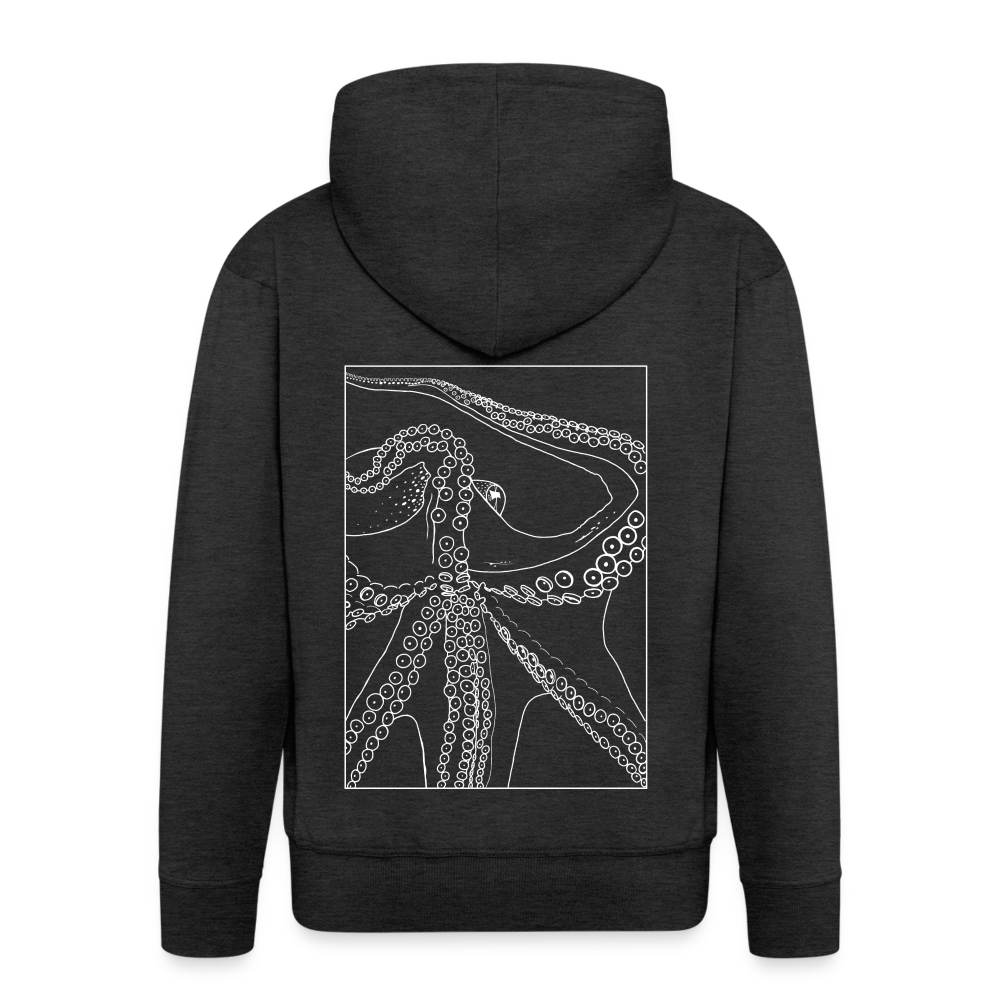 Lineart Oktopus im Rahmen - Männer Premium Kaputzenjacke - Anthrazit