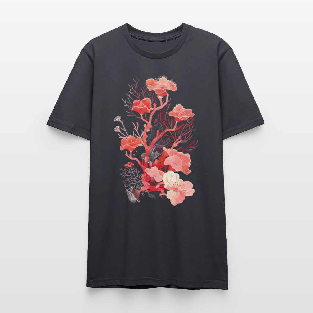 Zarte Korallen Blumen - Stanley/Stella Unisex Bio-T-Shirt CRAFTER - Dunkles Graublau