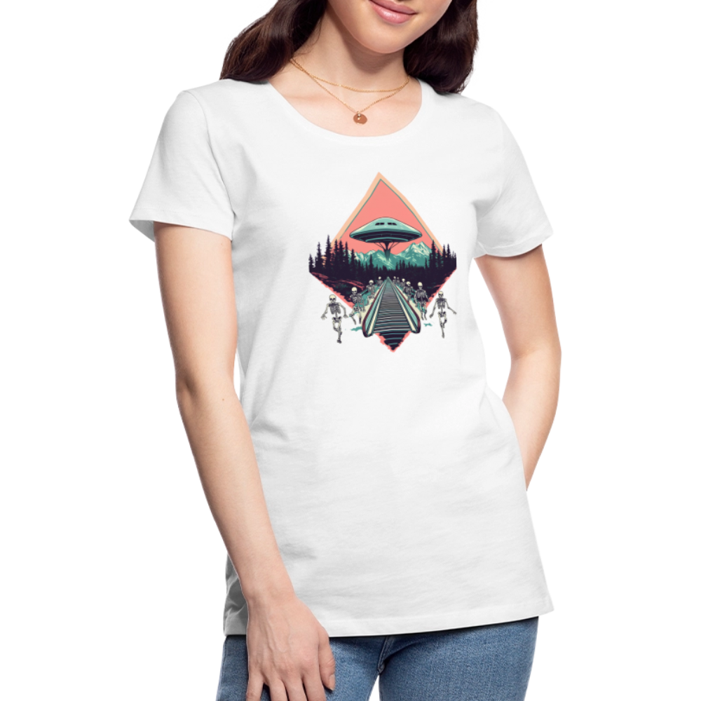 Retro UFO 80er Jahre Motiv - Frauen Premium T-Shirt - Weiß