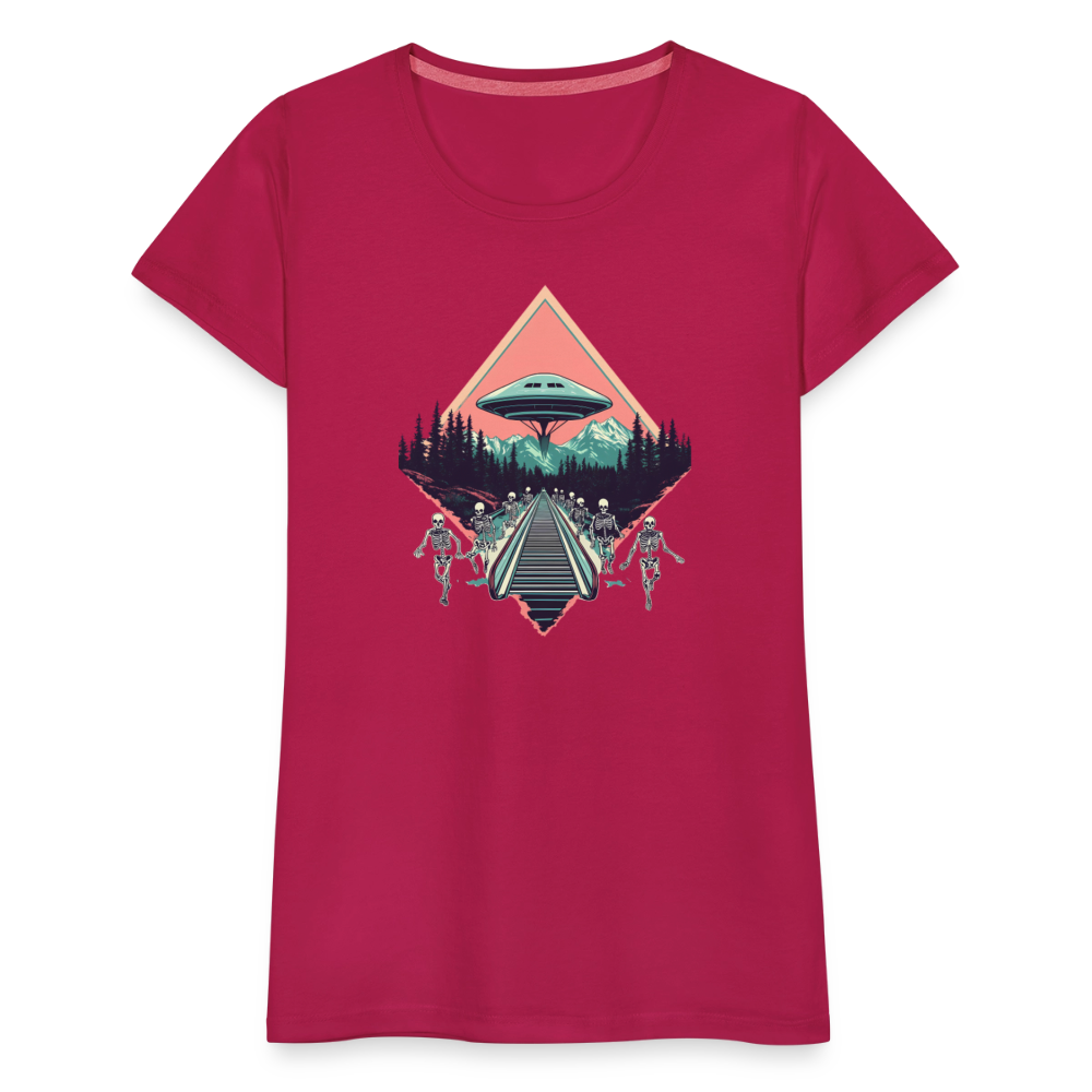 Retro UFO 80er Jahre Motiv - Frauen Premium T-Shirt - dunkles Pink