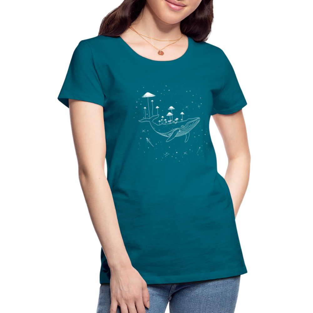 Surrealer Wal mit Pilzen im Weltraum mit Sternen - Frauen Premium T-Shirt - Divablau