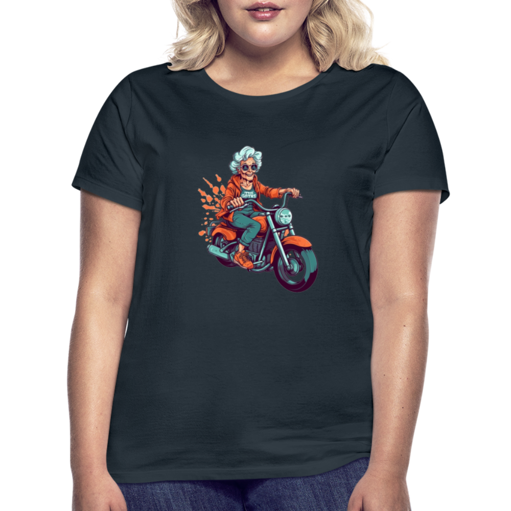 Coole alte Biker Oma - Motorrad Omi - Frauen T-Shirt - Navy