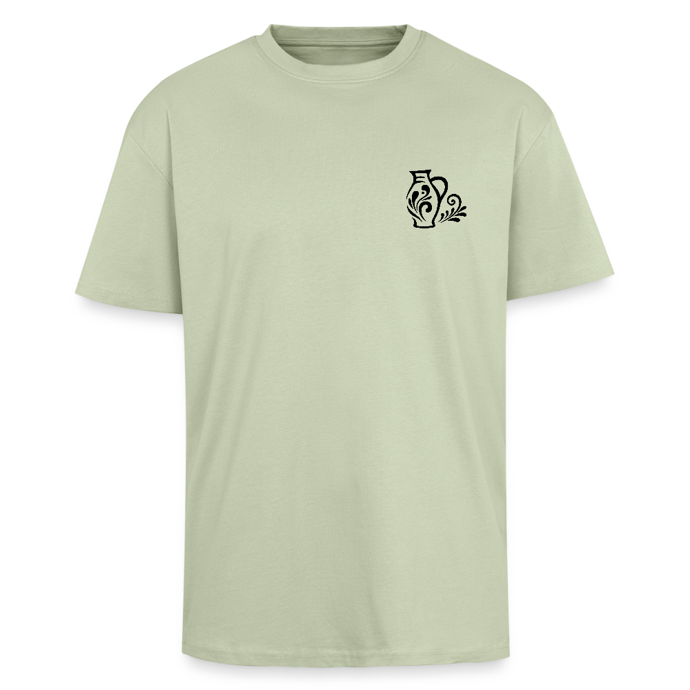 Bembel Ornamente schwarz/weiß - Heavy Oversize T-Shirt - Leichtes Salbeigrün