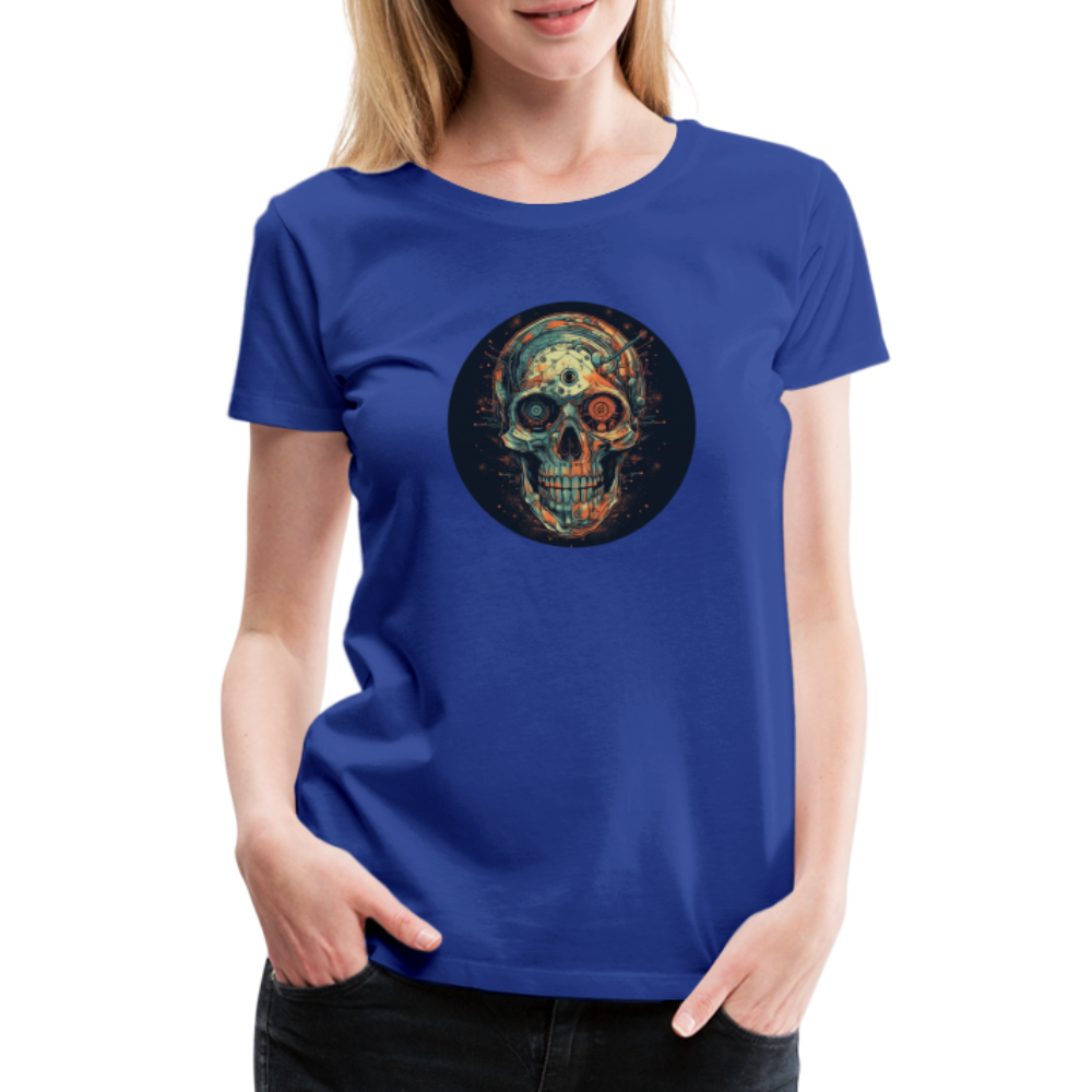 Retro Futuristischer Totenkopf Skull Cyborg- Frauen Premium T-Shirt - Königsblau