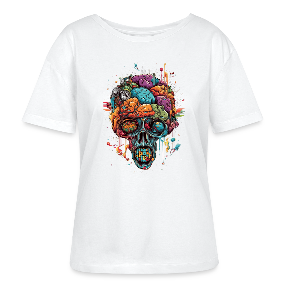 Surrealistischer, psychedelischer Totenkopf - Stanley/Stella Relaxed Rundhals Frauen Bio-T-Shirt SERENA - Weiß