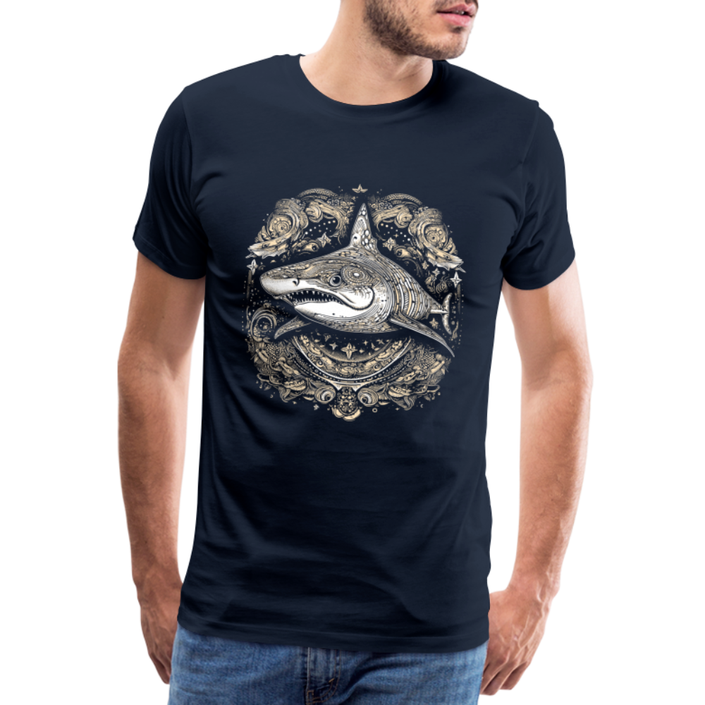 Cooler Hai mit Boho/Tribal Mustern - Männer Premium T-Shirts - Navy