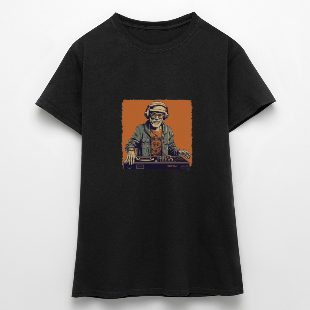 Cooler alter Mann als DJ mit Brille, Mütze und Kopfhörern - Frauen T-Shirt - Schwarz