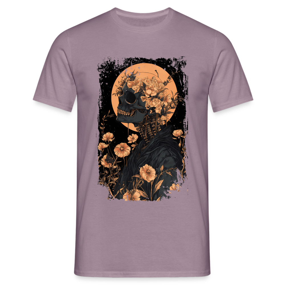 Boho Hippie Skelett im 60er, 70er Jahre Look - Männer T-Shirt - Lilagrau