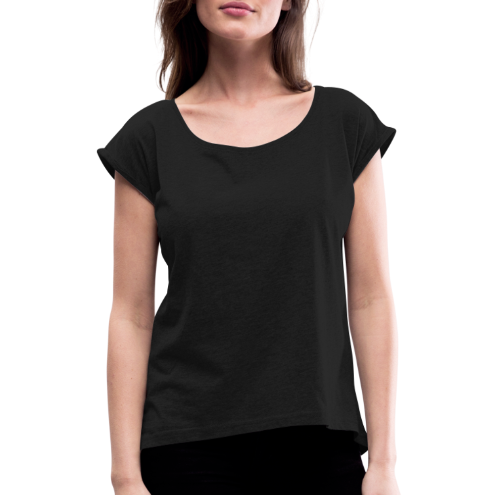 Kosmosschlange im Schneckenhaus - Frauen Shirt mit gerollten Ärmeln - Schwarz