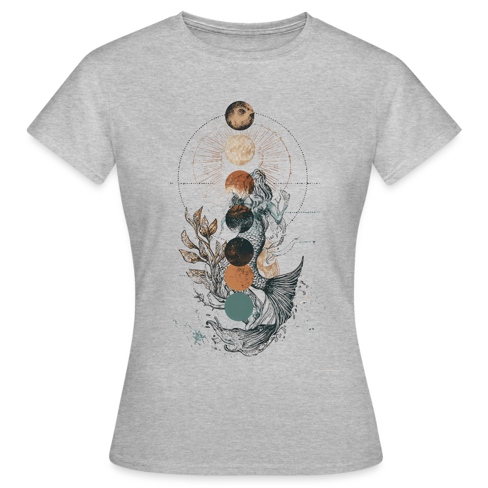 Mystic Mermaid – Mondphasen - Frauen T-Shirt - Grau meliert