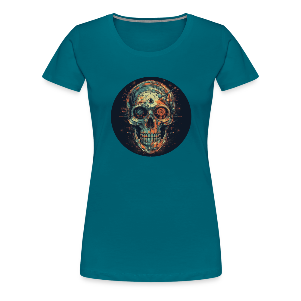 Retro Futuristischer Totenkopf Skull Cyborg- Frauen Premium T-Shirt - Divablau
