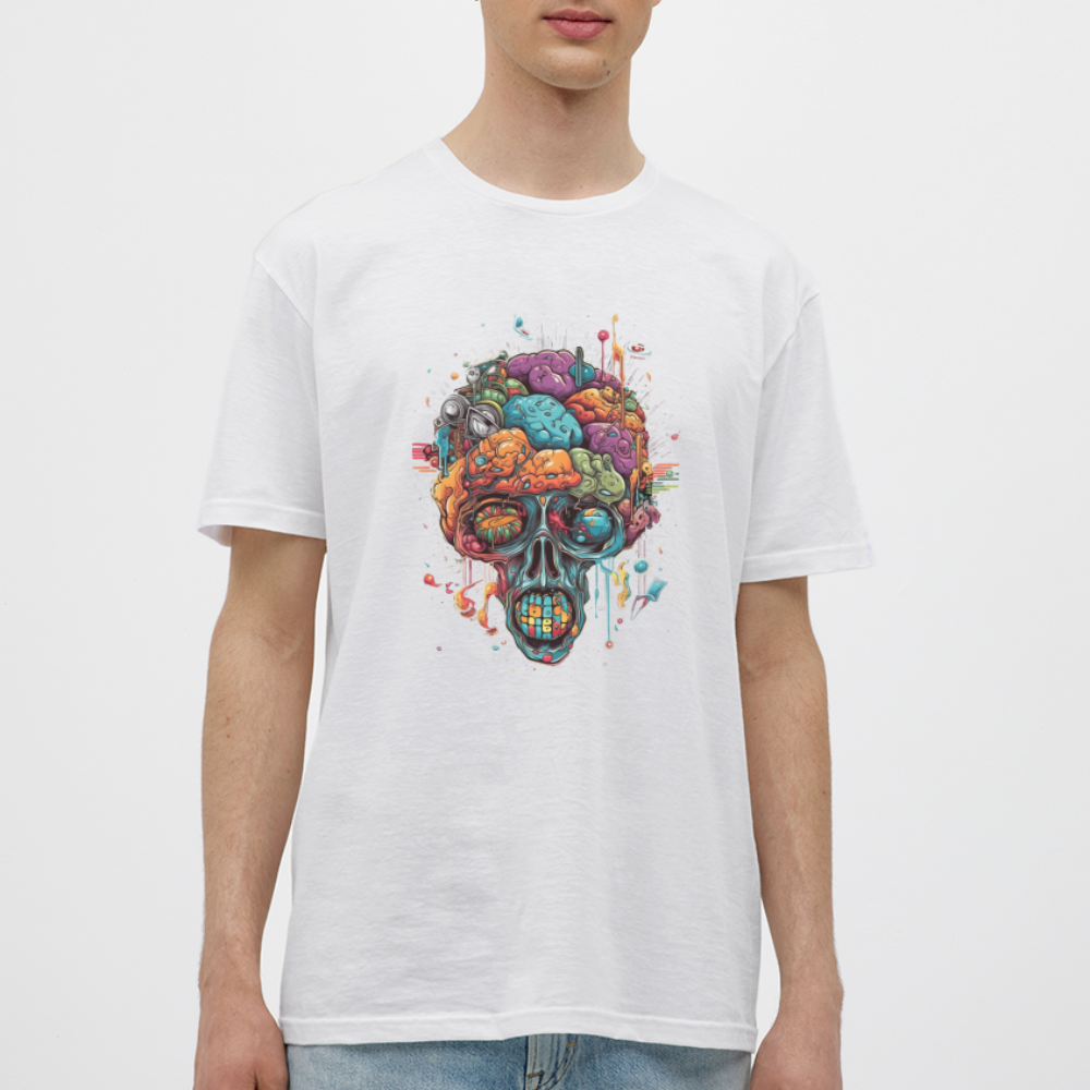 Surrealistischer, psychedelischer Totenkopf - Männer T-Shirt - Weiß