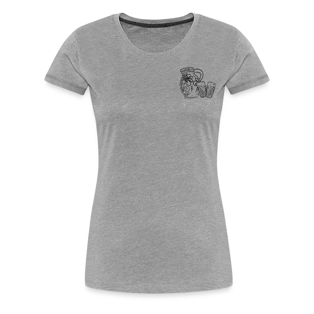 Bembel mit Gläsern - Hessisch Mundart - Frauen Premium T-Shirt - Grau meliert