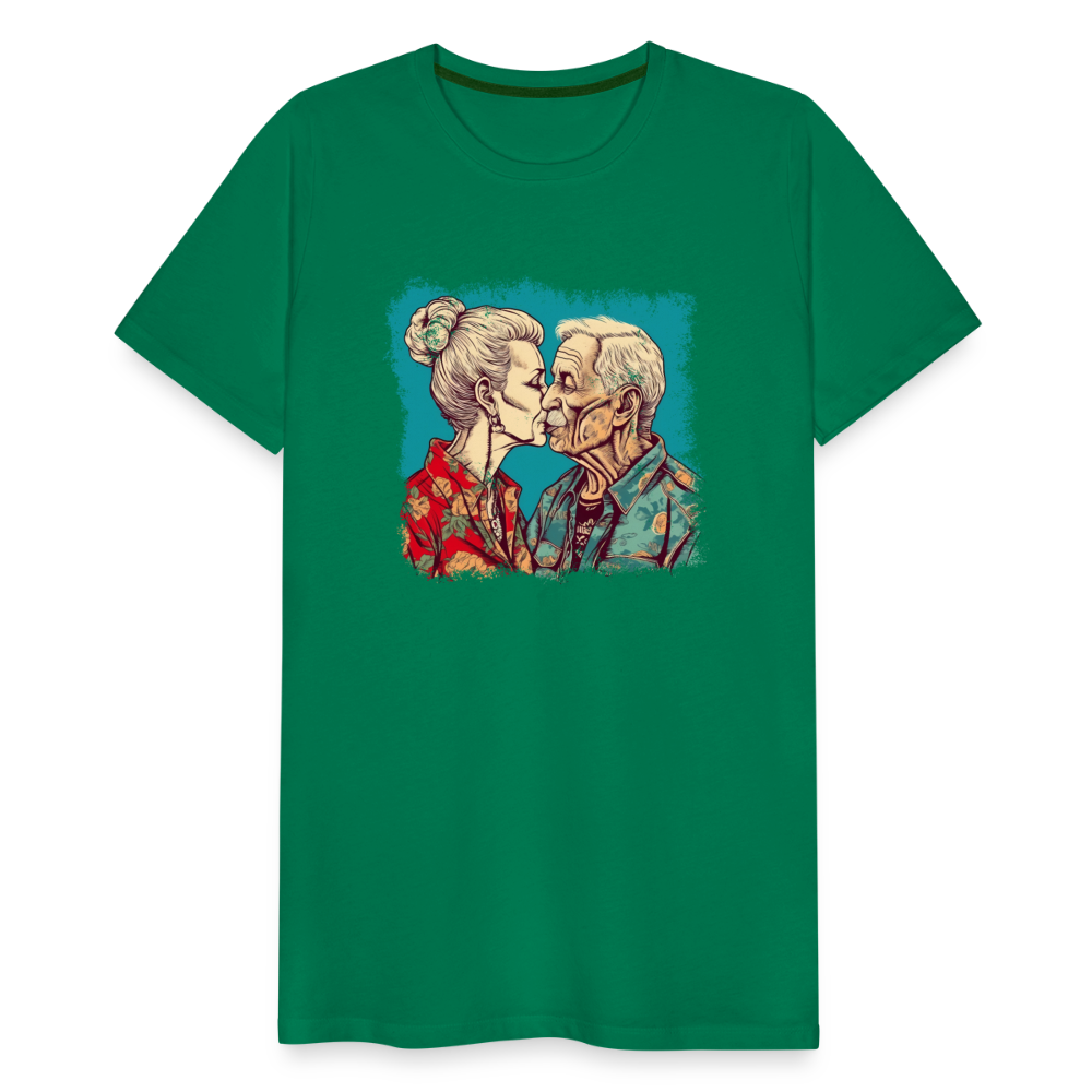 Küssendes Best Ager Pärchen mit Hawaiihemden - Männer T-Shirt - Kelly Green