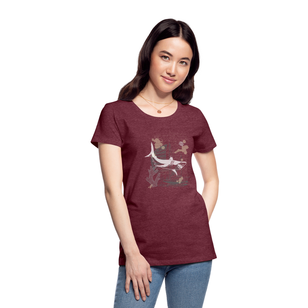 Vintage Steampunk Hai Motiv - Frauen Premium T-Shirts - Bordeauxrot meliert