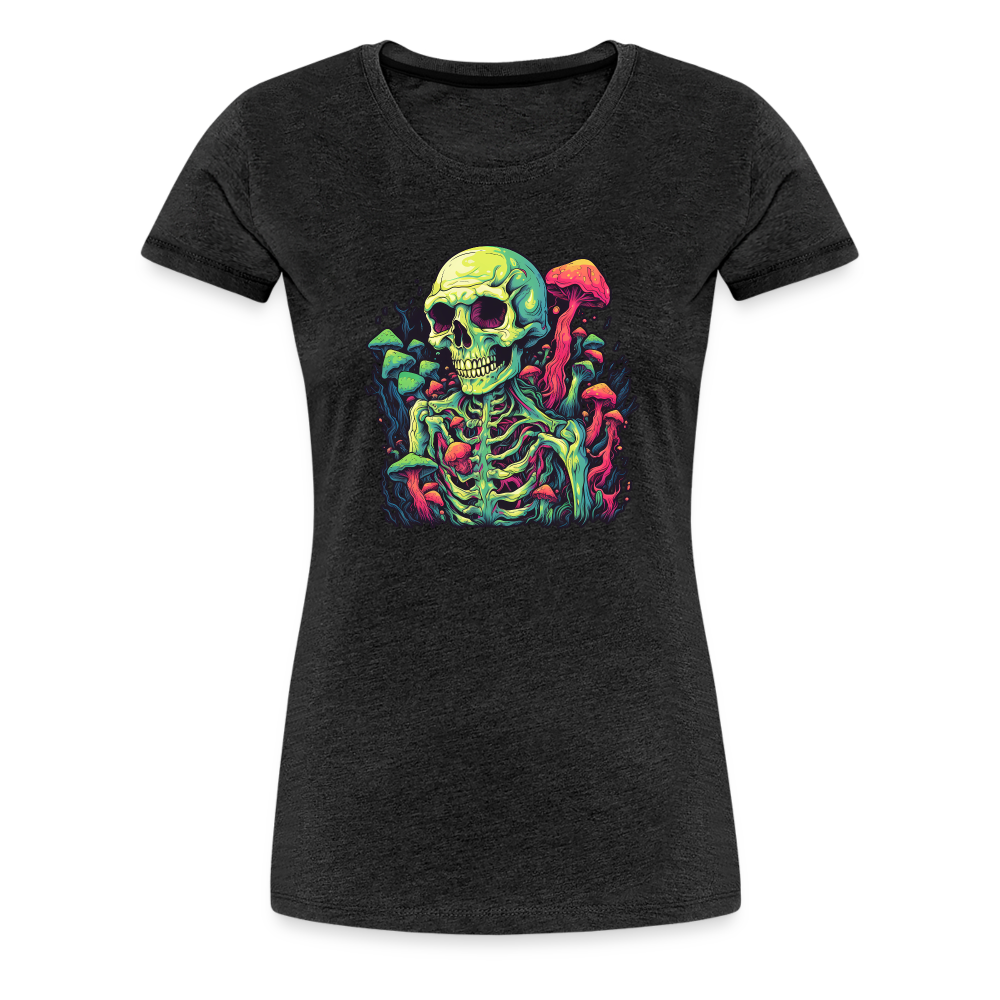 Horror Pilz Skelett - Happy Halloween - Frauen Premium T-Shirt - Anthrazit