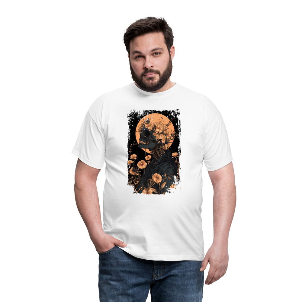 Boho Hippie Skelett im 60er, 70er Jahre Look - Männer T-Shirt - Weiß
