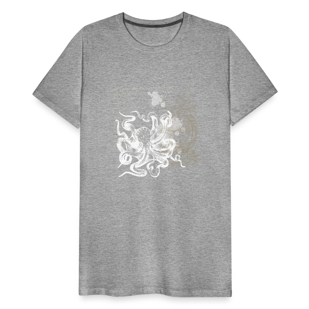 Vintage Steampunk Oktopus Motiv - Männer Premium T-Shirts - Grau meliert