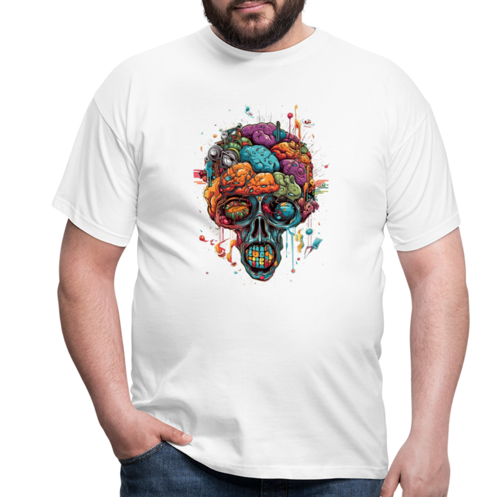 Surrealistischer, psychedelischer Totenkopf - Männer T-Shirt - Weiß